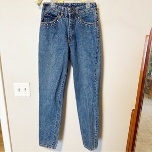 Vintage Pepe jeweled straight leg high rise jean.